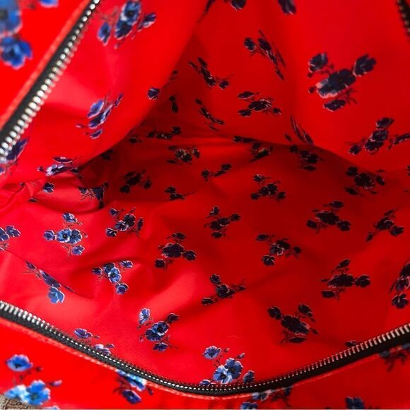 KENZO Paris Floral Leather Handbag Inside Removable Velvet Bag Coin Purse Red - Picture 11 of 12